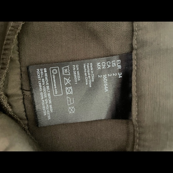 Army Green Belted Trousers w/pockets - Picture 4 of 12